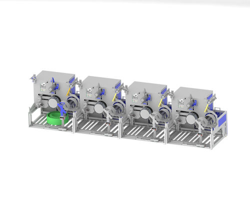 Avvolgitore completamente automatico per reggia in PET con OD massimo di 820 mm e sistema di pallettizzazione automatico integrato