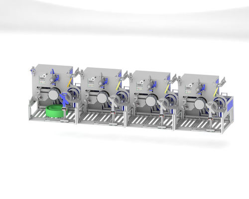 Macchina automatica di avvolgimento di strisce in PET con capacità di 80 kg, doppio servomotore e sistema di palettatura